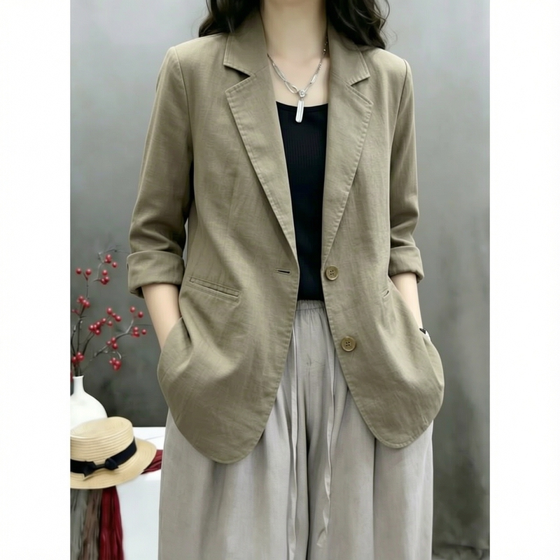 Versatile Lightweight Single-Layer Age-Reducing Blazer for Women, Spring and Autumn Thin Style, Slim Fit, Plus Size Casual Long-Sleeve Top Versatile Lightweight Single-Layer Age-Reducing Blazer for Women, Spring and Autumn Thin Style, Slim Fit, Plus Size Casual Long-Sleeve Top