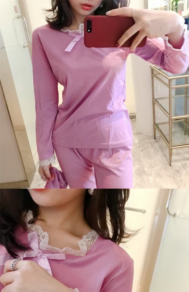 Bộ đồ ngủ cô gái cotton dài tay gợi cảm mùa xuân và mùa thu phiên bản Hàn Quốc của dịch vụ nhà mùa hè dễ thương dành cho sinh viên có thể mặc bên ngoài pijama nữ