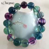 Longjing natural fluorite bracelet single circle three circles rainbow ice permeable fluorite bracelet Crystal jewelry female male gift