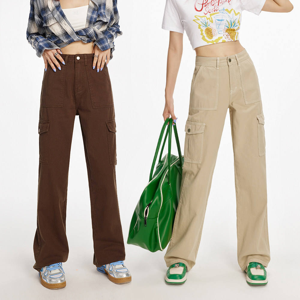 Waist straight cylinder loose pair of jeans in tooling jeans 