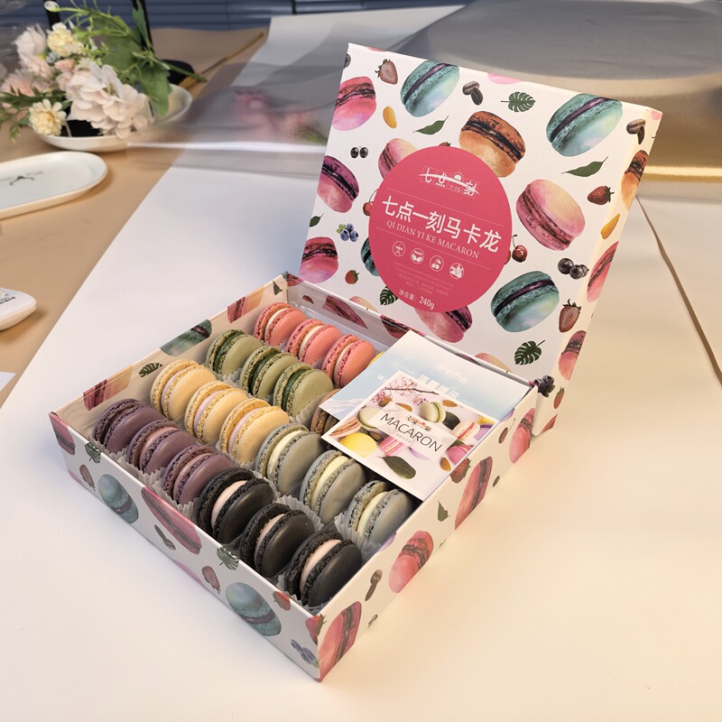 French Macarons 24-Piece Gift Box Authentic Cake for Weddings, Buffets, Western-Style Pastries, Qixi Festival Dessert Gift