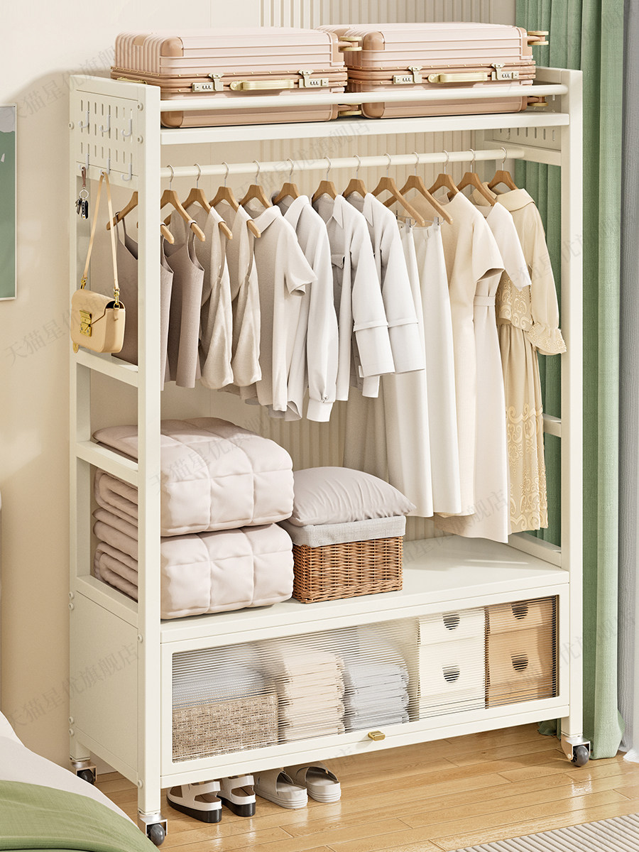 Household Clothes Rack, Floor-Standing, Bedroom, Movable, Indoor Clothes Drying Rack, Clothes Storage Rack, Bedroom Simple Coat Rack