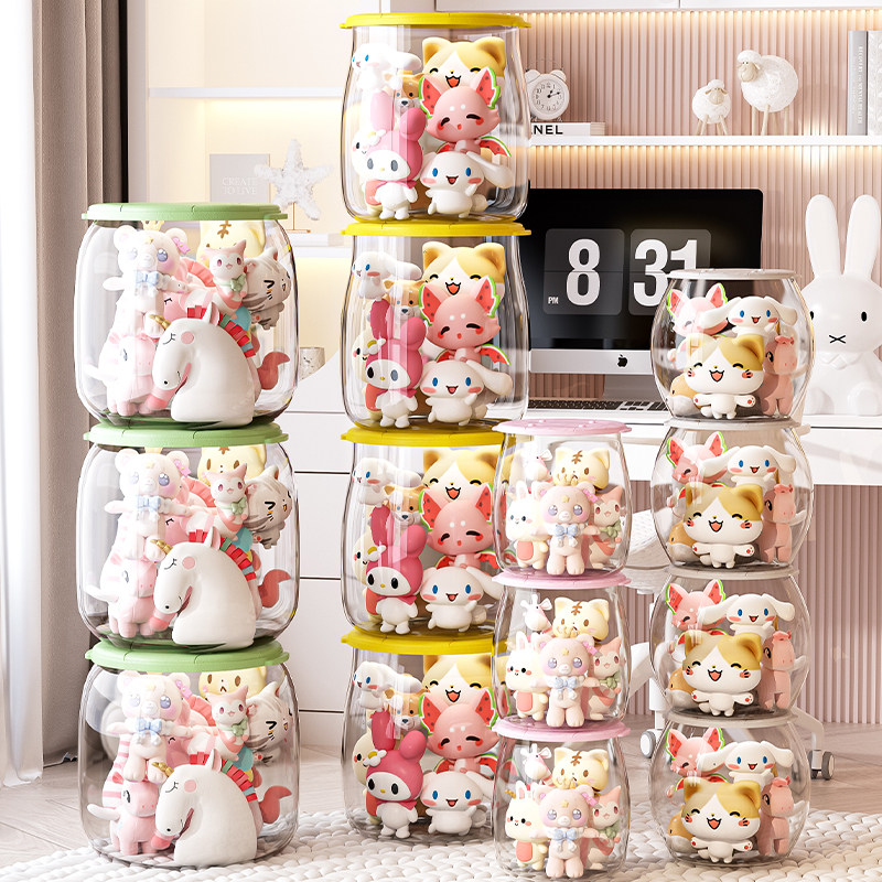 Star Superior Doll Containing Barrel Toy Containing Drum Plush Doll Cloth Finishing Containing Children's Paparazzi Transparent Containing Stool-Taobao