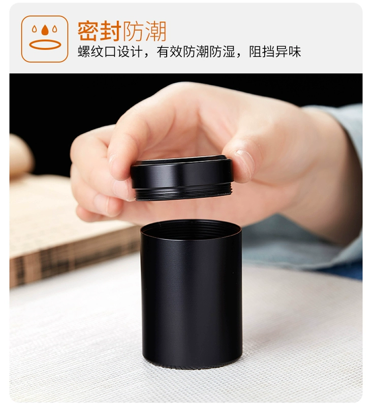 hũ đựng trà tử sa Di động trà có thể hợp kim nhỏ bao bì hộp mini du lịch lưu trữ kín có thể lưu trữ trà có thể trà có thể hũ đựng trà tử sa hũ đựng trà bằng gốm