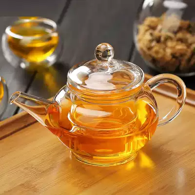 Glass teapot Heat-resistant high temperature thickened household filter tea water separation black tea tea set Small bubble tea pot set