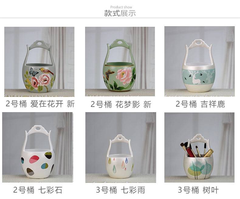 Ceramic barrel creative receive a box sitting room dresser make - up box type, the receive remote control box of the desktop storage box