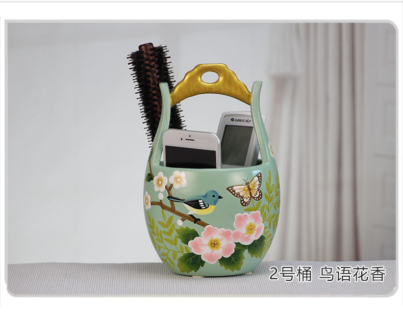 Ceramic barrel creative receive a box sitting room dresser make - up box type, the receive remote control box of the desktop storage box