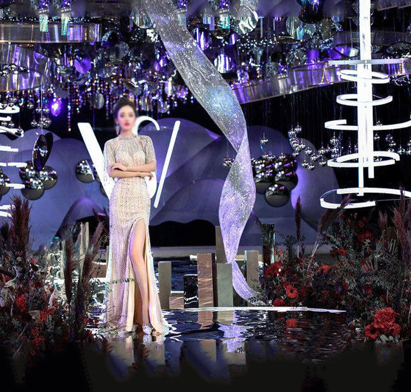 Wedding Prop Corrugated Yarn Spiral Curve Suspended Ceiling Decoration PC Styling Pvc Free Bending Stage Pendulum