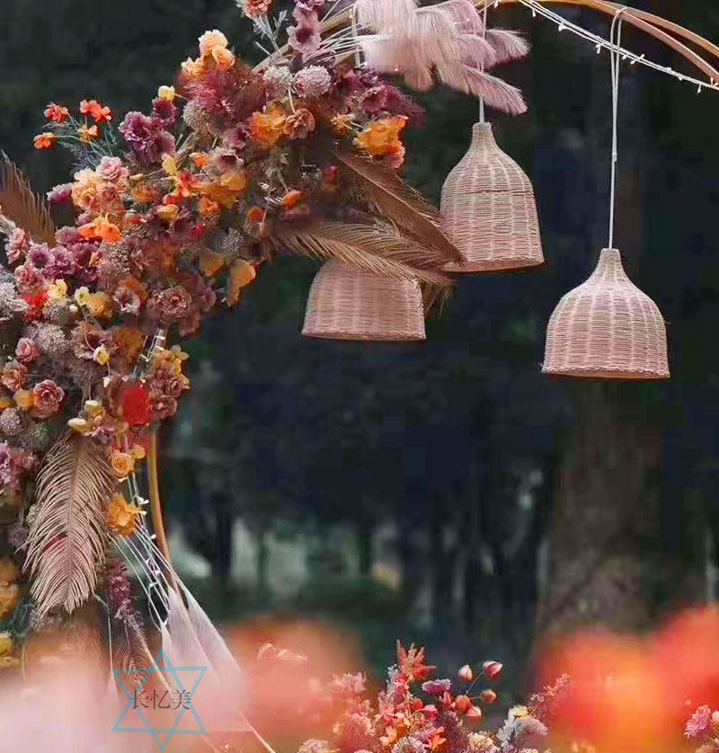 New wedding Chinese style lantern road leading rattan choreographing lanterns wedding T scene arrangement shop window decoration minimalist chandelia
