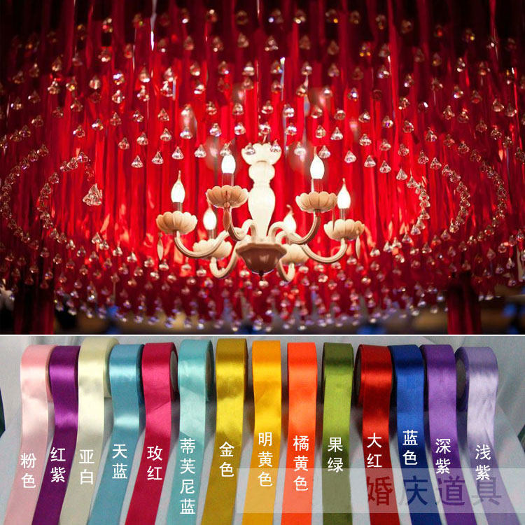 Wedding Crystal Ribbon Room Ceiling Decorated Hotel Princess Booth New Pearl Wedding Ribbon Ribbon Flowers