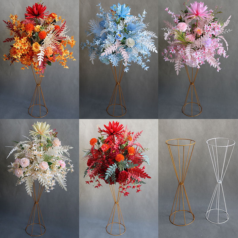Wedding wrought iron small wild waist ornament wedding hall table flower twist waist flower T Tai Lu lead wrought iron geometric road lead flower art