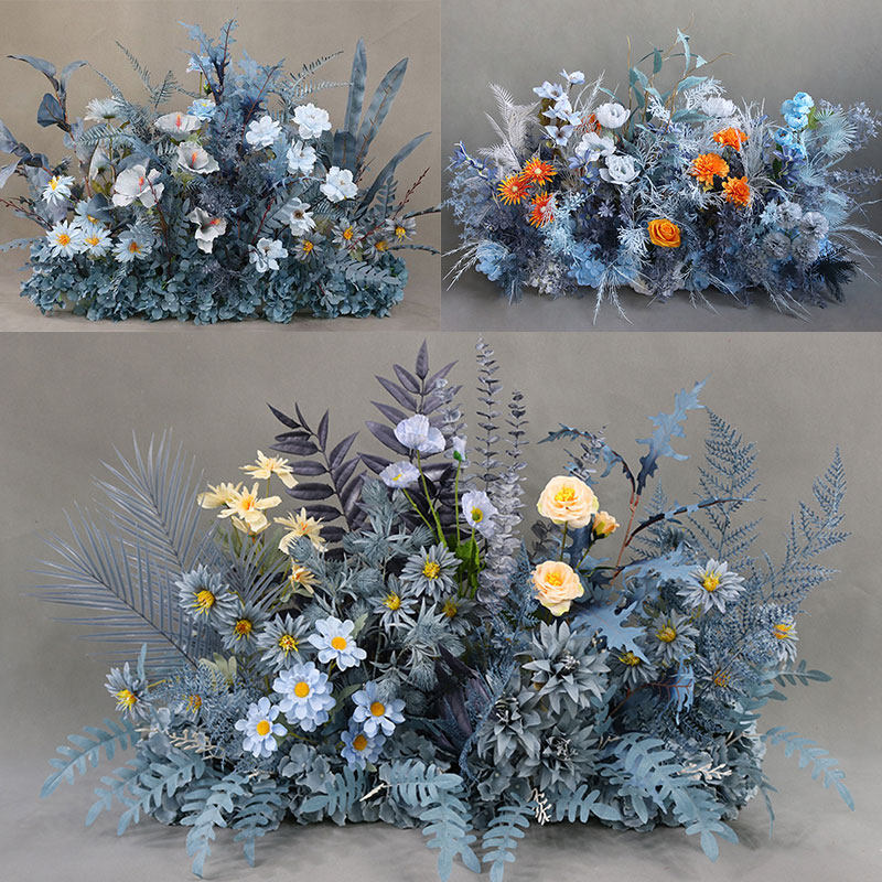 New Wedding Platoon Flower Platoon Blue Ensemble Themed Wedding Aisle Flowers Ttai Floral Stage Background Wedding Hall