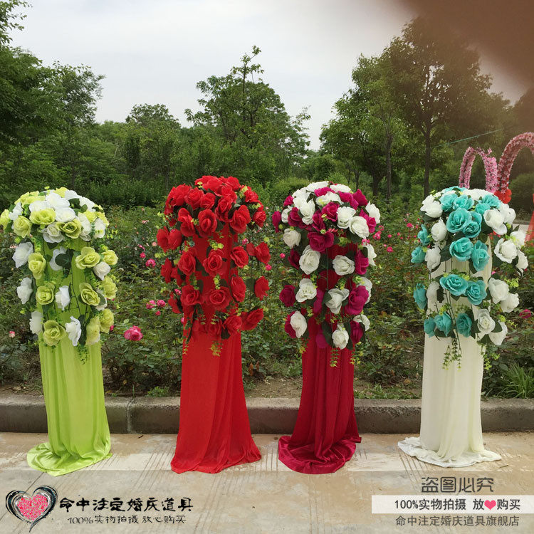 Wedding finished road lead flower belt hanging branch iron art road lead shelf lift flower door frame road lead set flower column squat Roman column