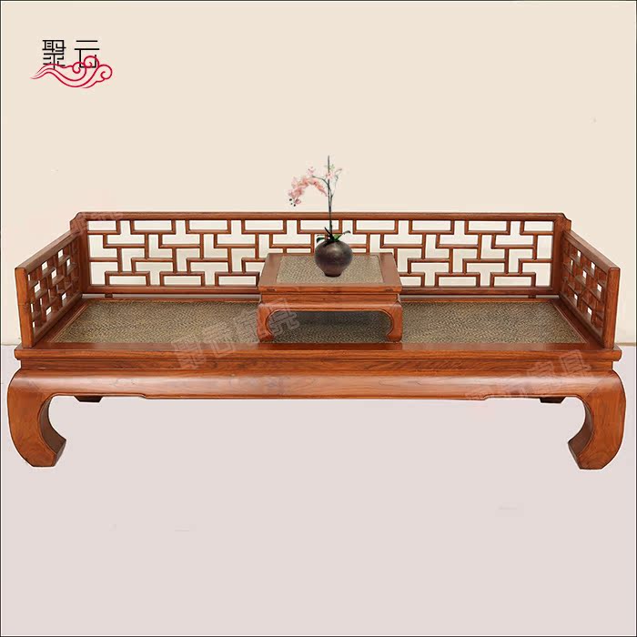 Ming and Qing imitation ancient elm Arhat bed Chinese classical solid wood Arhat couch Living room study solid wood chair