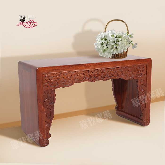 Classical and simple Chinese elm wood shoe changing stool