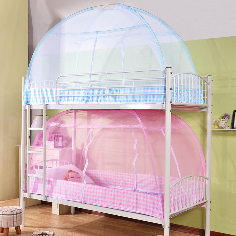 Free installation of student dormitories mosquito nets up and down bed sleeping room Single children's bed 0 8m0 9m1 0m mi Mongolian bag
