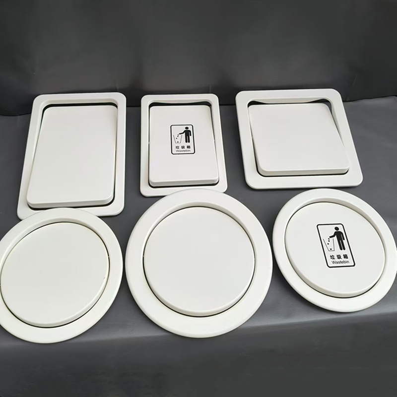 Embedded Lid White Square Countertop Cover Stainless Steel Trash Can Hidden Decorative Flip-Top Square Set