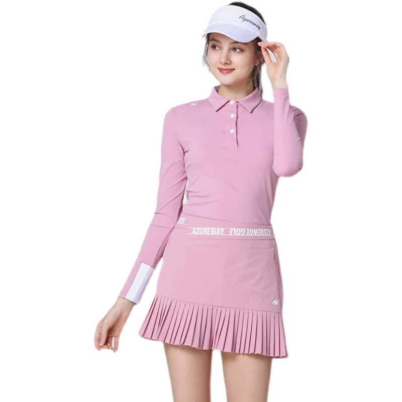 AW Golf Clothing Long Sleeve T-shirt Autumn Winter GOLF Women's Dress Suit Han Version Blouse Fashion Plexu Skirt Half Body Dress