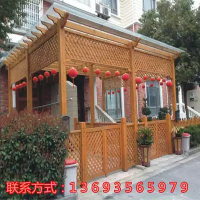 Outdoor anticorrosive wood floor grape rack climbing vine flower stand fence fence carbonized wood wall panel balcony courtyard terrace