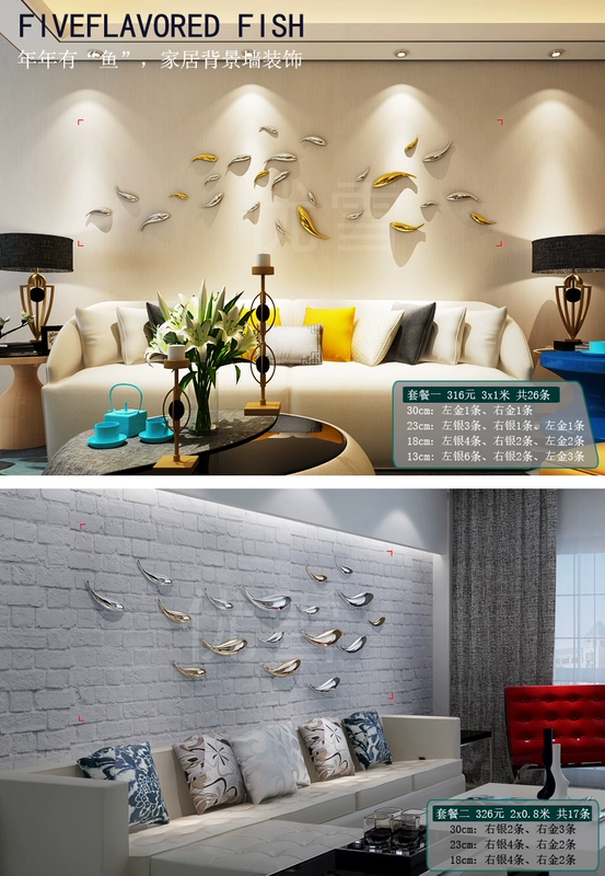 Tuyệt vời tuyết phòng khách TV nền tường sofa dán tường đồ trang trí Sáng tạo ba chiều cá trang trí tường trang trí tường trang trí tường - TV
