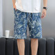 Summer men's cotton silk pajama pants large size beach five-point pants