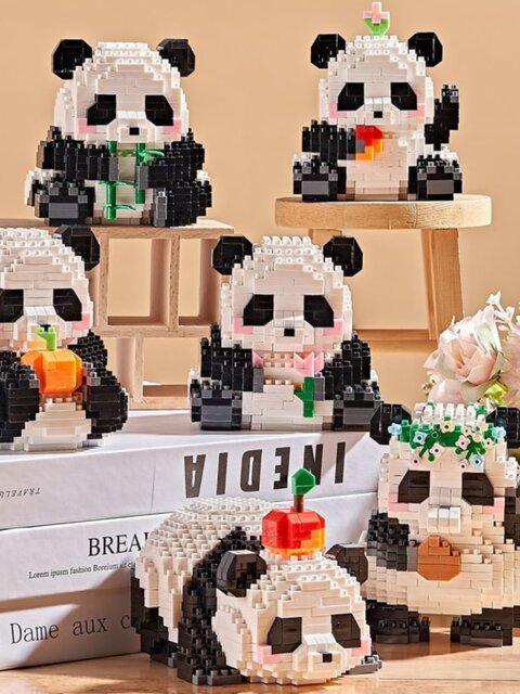 Panda Series Building Blocks Flower and Fruit Puzzle Children's Educational Toy Model Gift for Boys and Girls