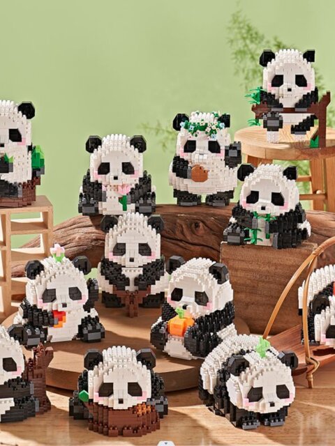 Panda Series Building Blocks Flower and Fruit Puzzle Children's Educational Toy Model Gift for Boys and Girls