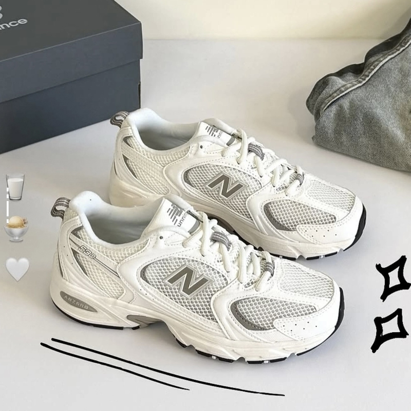 New Balance Nb 530 Comfortable, Non-Slip, Wear-Resistant Low-Top Running Shoes White and Gray U530Csb
