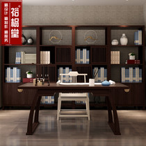 New Chinese style solid wood desk and chair combination book case office Modern writing desk calligraphy desk Small apartment furniture customization