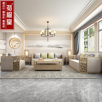 New Chinese style solid wood sofa Modern living room Chinese fabric sofa Coffee table combination Hotel model room Zen furniture