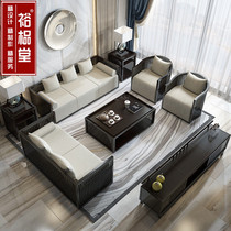 New Chinese style solid wood fabric sofa combination Modern simple Zen living room sofa Chinese style villa furniture