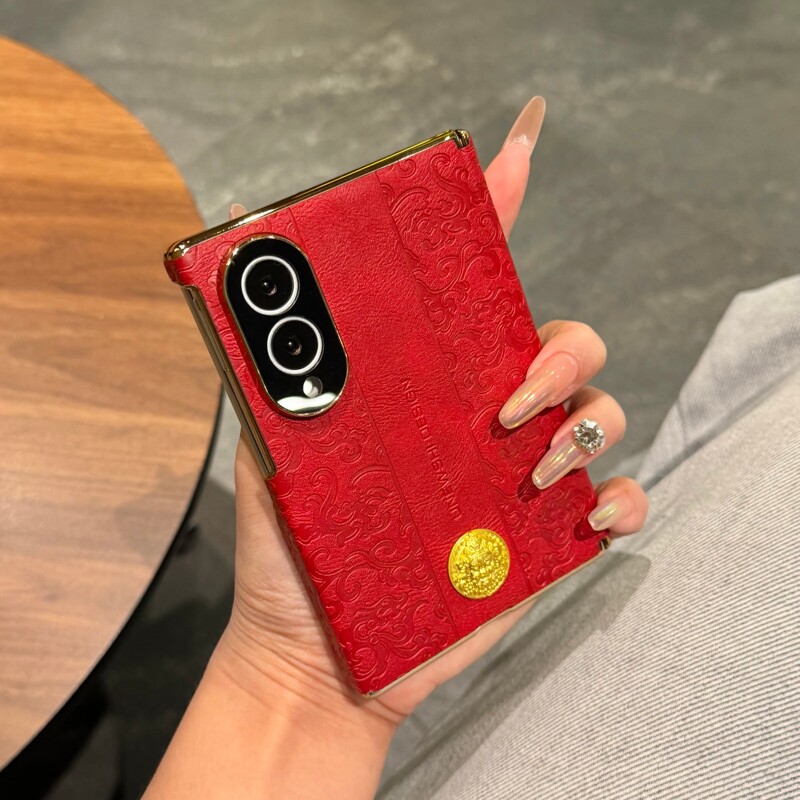 Yellow Fortune Dragon Pattern Case for Samsung Z Fold8, Foldable Screen Business Style, New Luxury Full-Coverage Anti-Drop Z Fold8 Ultra Protective Case, Advanced Magnetic Dual Hinge with Precise Lens Protection