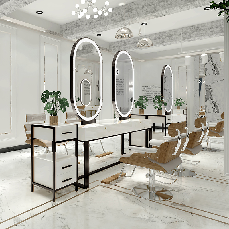 New hairdressing shop mirror table net red mirror hair salon dedicated simple haircut perm dyeing mirror table LED light makeup hair cutting mirror