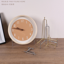 Light luxury electroplated porcelain plate holder clock tea cake disk holder hanging base shelf appreciation plate display stand decorative rack