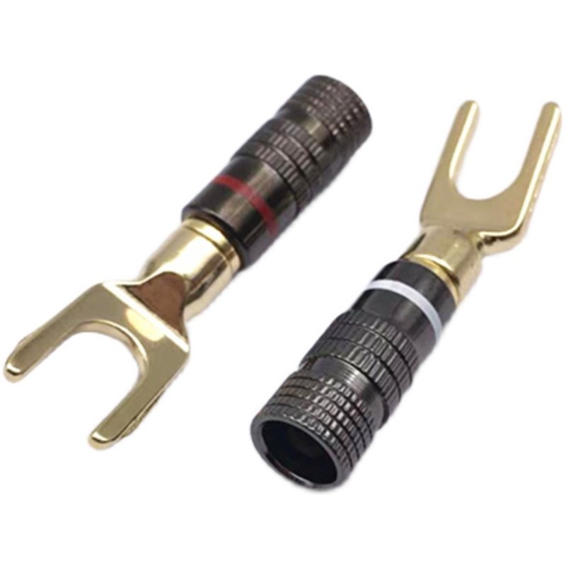 Middle Track Y Type Banana Head U Type Plug No LOGO Gold Plated Aluminum Shell Horn Sound Box Wire Pure Copper U Type Fork Gun Color