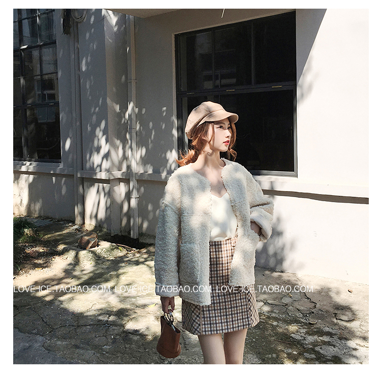 Áo khoác lông cừu cashmere nữ mùa đông 2018 phiên bản mới của Hàn Quốc lông lỏng một chiếc áo khoác lông ngắn hoang dã thiết kế thời trang nữ