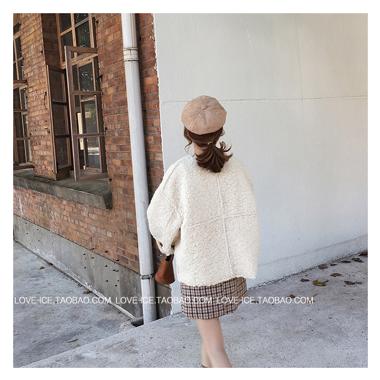 Áo khoác lông cừu cashmere nữ mùa đông 2018 phiên bản mới của Hàn Quốc lông lỏng một chiếc áo khoác lông ngắn hoang dã thiết kế thời trang nữ