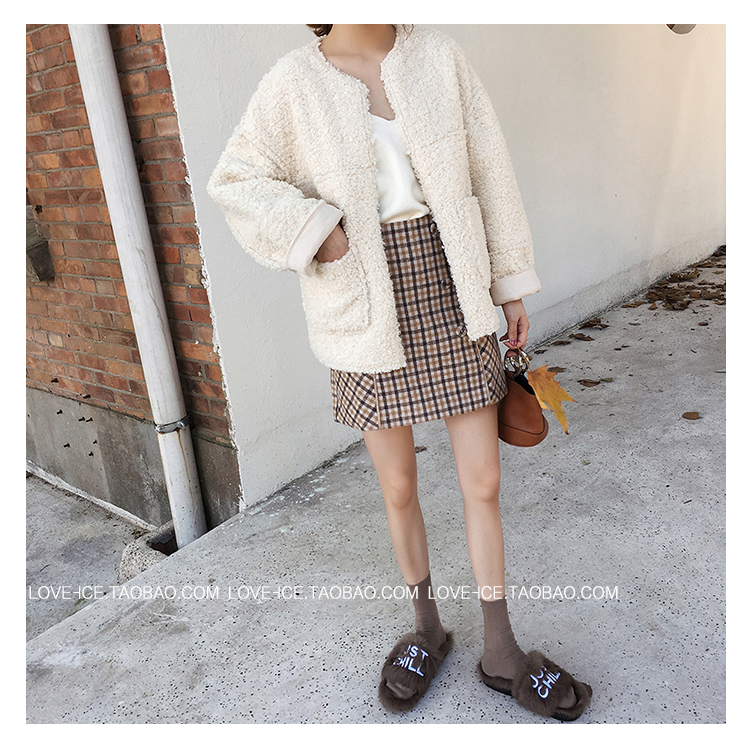Áo khoác lông cừu cashmere nữ mùa đông 2018 phiên bản mới của Hàn Quốc lông lỏng một chiếc áo khoác lông ngắn hoang dã thiết kế thời trang nữ