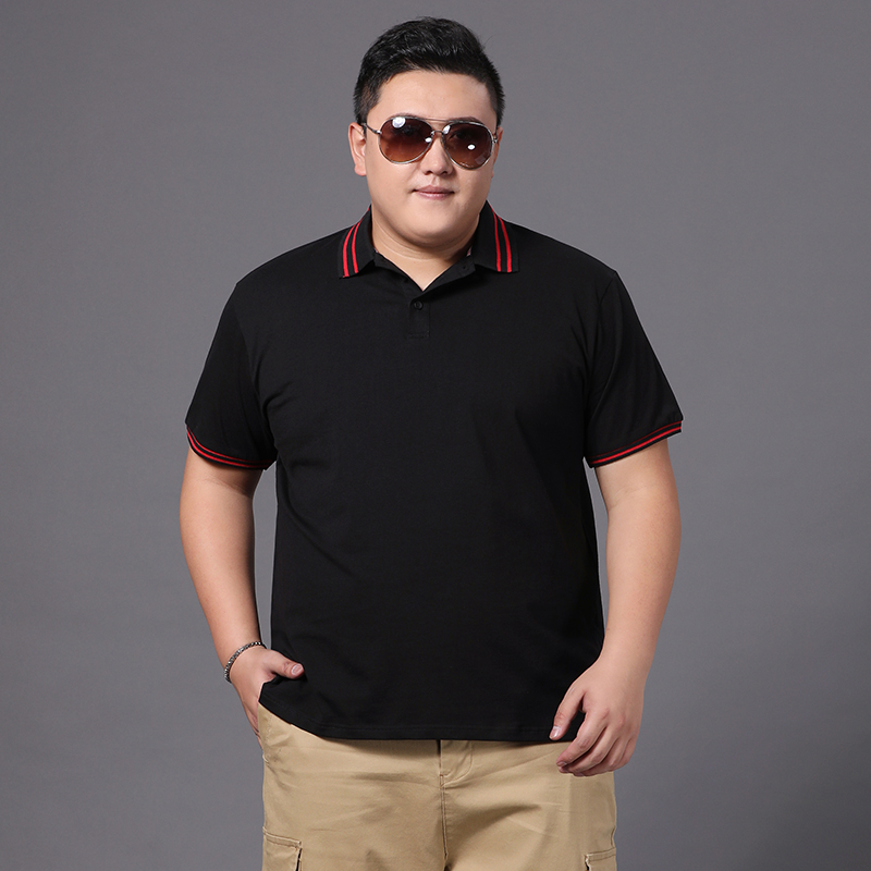 Fat man polo shirt man short sleeve man summer business pure color fat man loose black fat fat summer dress