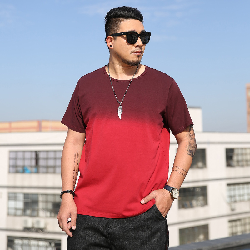 (Break Code Picks Up for Withdrawal) Fatson Gaffer Sports Short Sleeve T-Shirt Large Code Fattening Guy Summer Clothing Loose Elasticity-Taobao