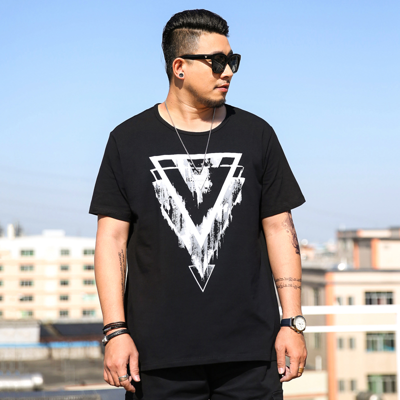 Summer port Wind large Number of chubby short sleeves T-shirt lenient Gats up overweight Inverted Triangle Fat-Gothic jacket handsome 5xl