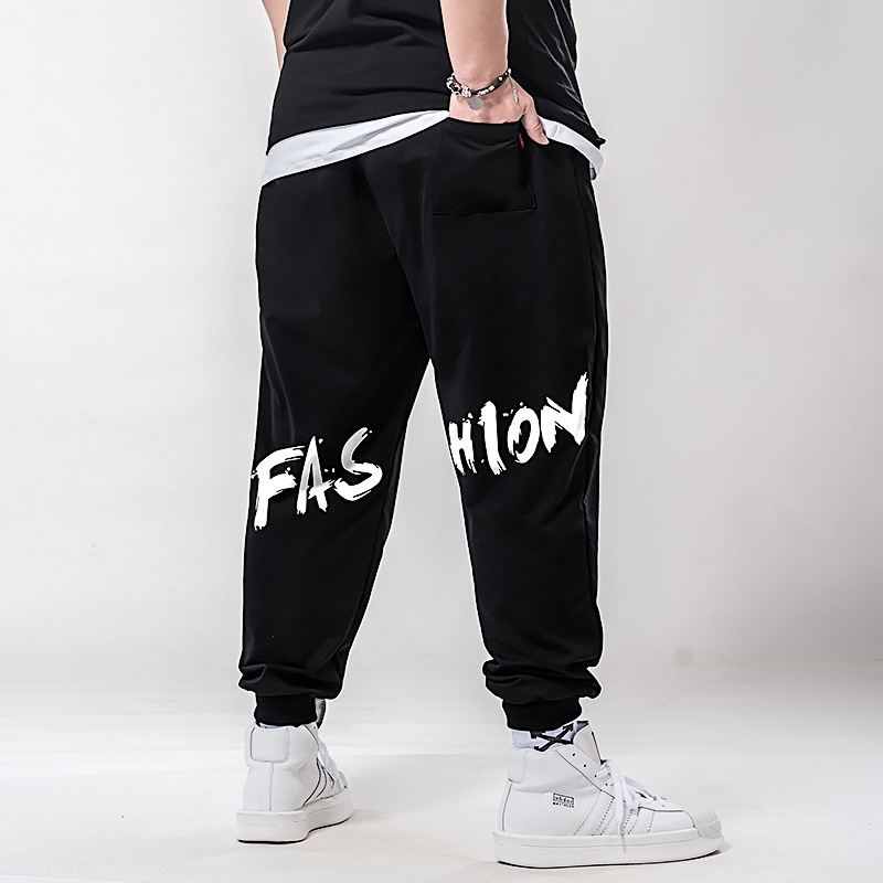 Fat Son Black & White Collision Color FASHION Print Loose Large Size Tightness Waist Harren Pants Plus Fattening Pants 180-240 Catty
