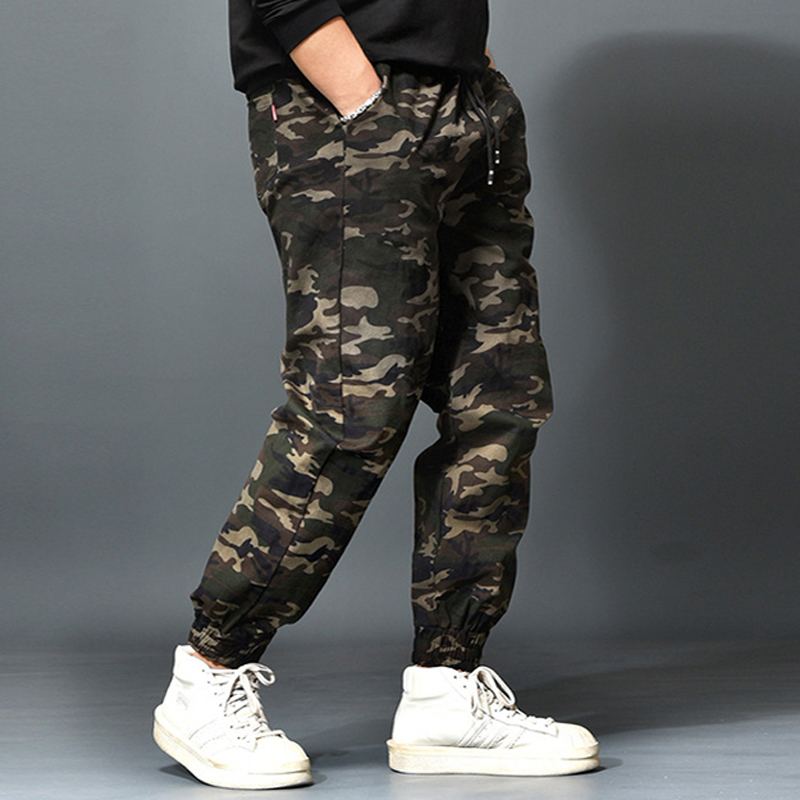 Fat People Plus Fat People Add Bunches Leggings Pants Fatson Elastic Loose Sports Long Pants Military Fans Camouflated Casual Pants Big