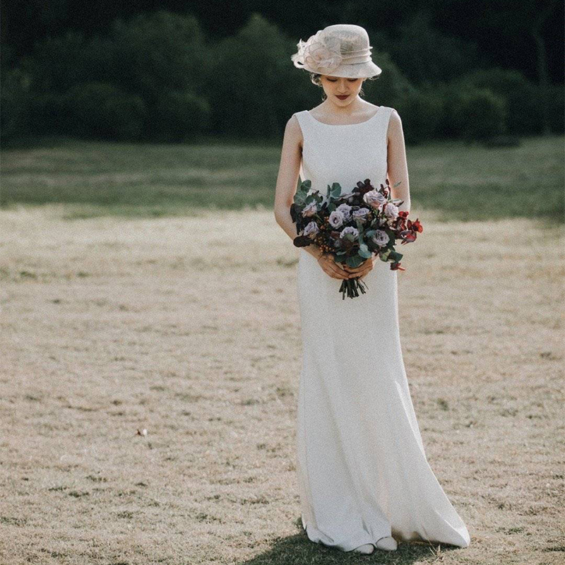 French light wedding dress satin travel shoot retro simple go out yarn super fairy forest small dress backless dress welcome yarn