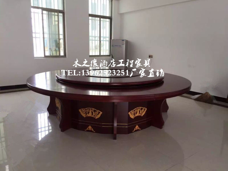 Dining room new simple modern wood edge banquet hot pot round table hotel round table deluxe hotel
