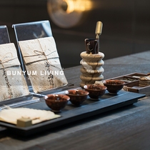 New Chinese style model room tea room ancient charm cast iron pine needle teapot tea set classical study soft decoration table decoration