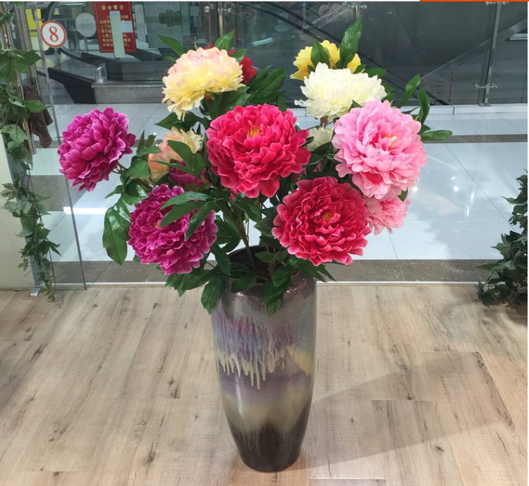 Large peony flower fake flower simulation flower silk flower living room decoration floor European decoration decorative flower decoration drying flower