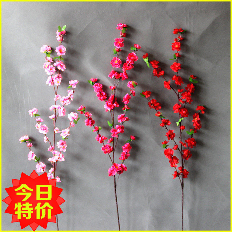 Sakura branch simulation plum branch peach blossom twig fake flower silk flower decorative flower home living room TV cabinet decoration flower art
