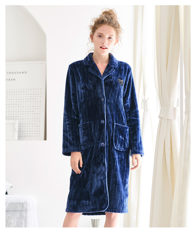 Mùa thu hươu mùa đông flannel vài chiếc áo ngủ nữ dày phim hoạt hình đàn ông lông cừu san hô áo choàng tắm dài nhà đồ ngủ váy ngủ nam 