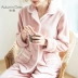 Mùa thu hươu phục vụ nhà phù hợp với nữ san hô nhung dài tay áo len mùa đông dày flannel thêu rắn màu đồ ngủ giản dị